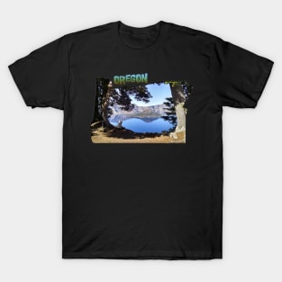 Oregon State Outline (Crater Lake & Wizard Island) T-Shirt